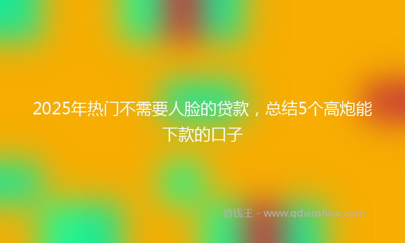 2025年热门不需要人脸的贷款，总结5个高炮能下款的口子