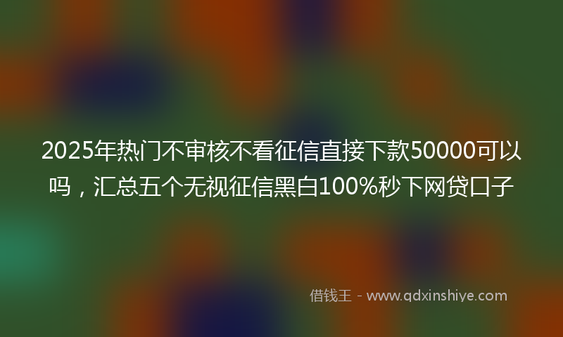 2025年热门不审核不看征信直接下款50000可以吗，汇总五个无视征信黑白100%秒下网贷口子