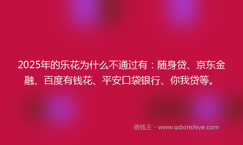 2025年的乐花为什么不通过有：随身贷、京东金融、百度有钱花、平安口袋银行、你我贷等。