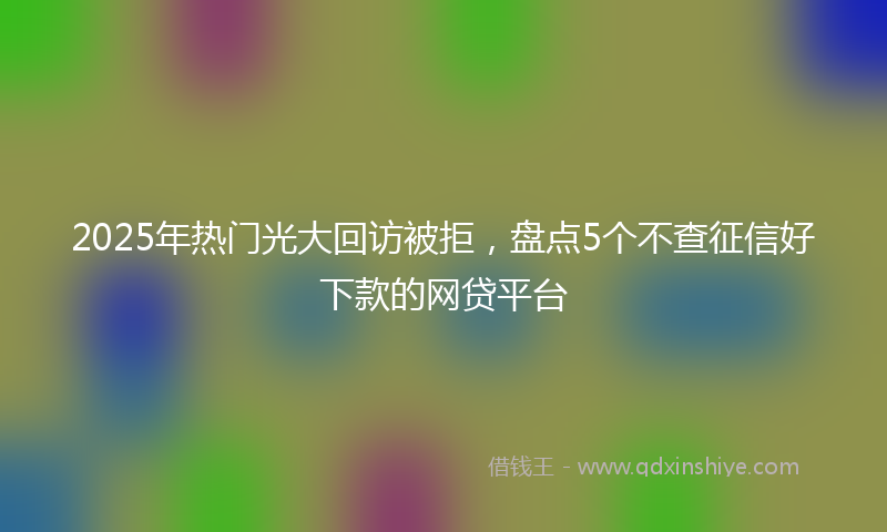 2025年热门光大回访被拒，盘点5个不查征信好下款的网贷平台