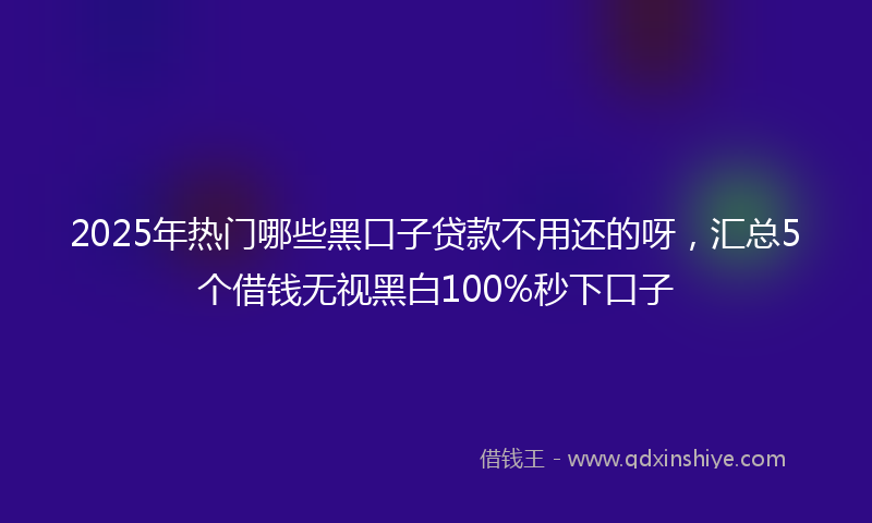 2025年热门哪些黑口子贷款不用还的呀，汇总5个借钱无视黑白100%秒下口子