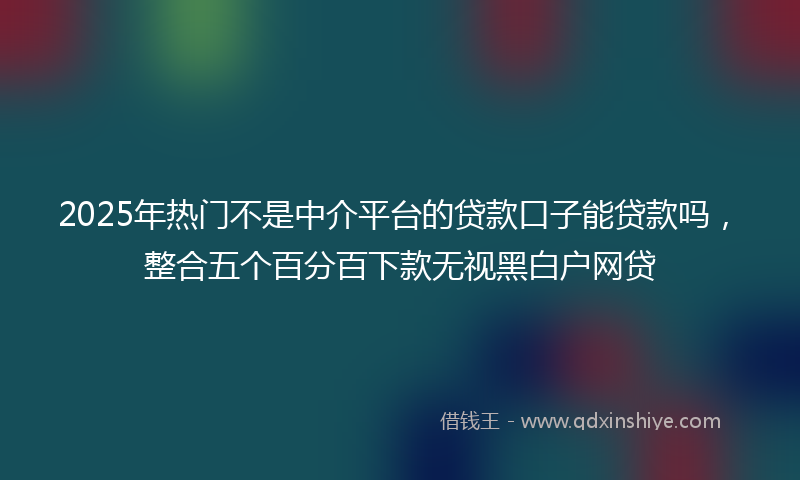 2025年热门不是中介平台的贷款口子能贷款吗，整合五个百分百下款无视黑白户网贷