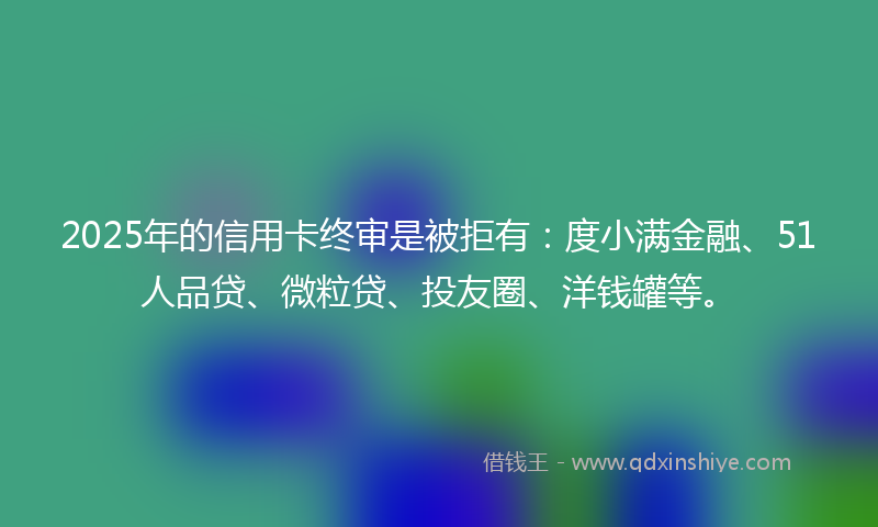 2025年的信用卡终审是被拒有：度小满金融、51人品贷、微粒贷、投友圈、洋钱罐等。
