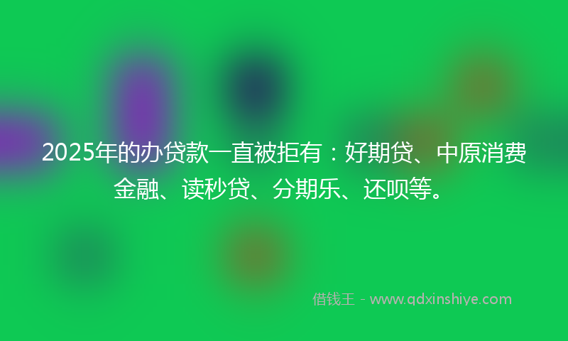 2025年的办贷款一直被拒有：好期贷、中原消费金融、读秒贷、分期乐、还呗等。