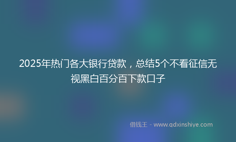 2025年热门各大银行贷款，总结5个不看征信无视黑白百分百下款口子