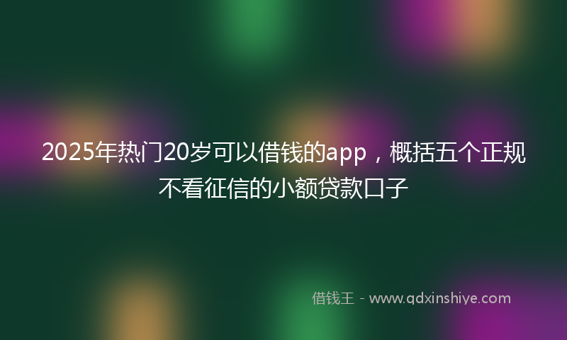 2025年热门20岁可以借钱的app，概括五个正规不看征信的小额贷款口子