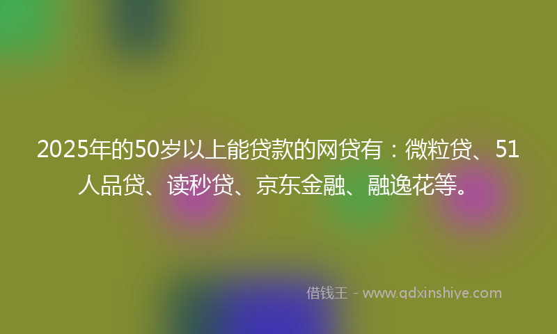 2025年的50岁以上能贷款的网贷有：微粒贷、51人品贷、读秒贷、京东金融、融逸花等。