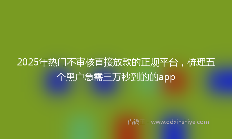 2025年热门不审核直接放款的正规平台，梳理五个黑户急需三万秒到的的app