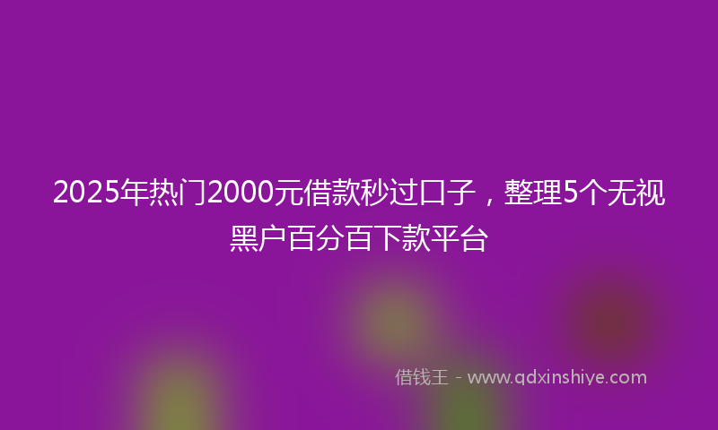 2025年热门2000元借款秒过口子，整理5个无视黑户百分百下款平台