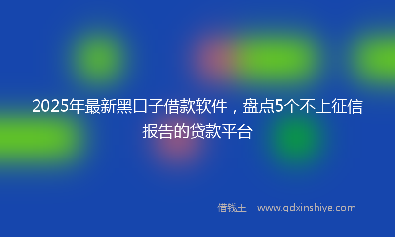2025年最新黑口子借款软件，盘点5个不上征信报告的贷款平台