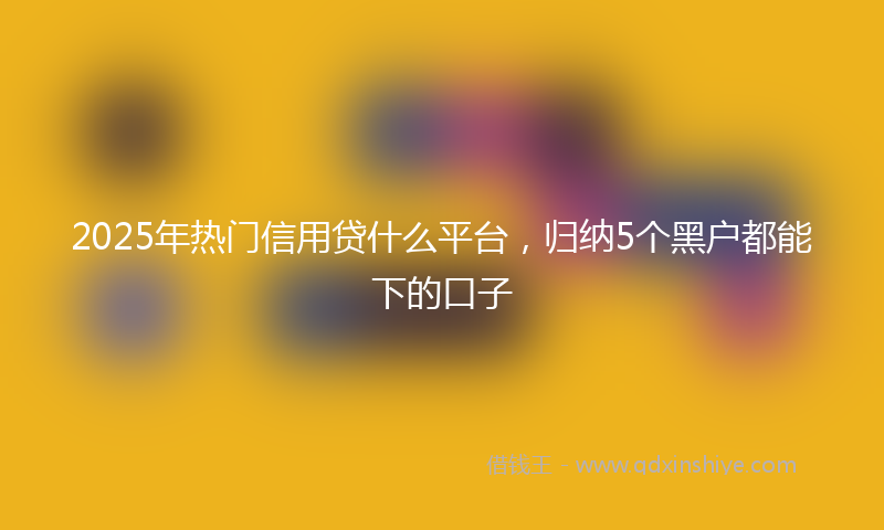 2025年热门信用贷什么平台，归纳5个黑户都能下的口子