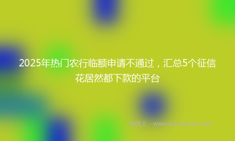 2025年热门农行临额申请不通过，汇总5个征信花居然都下款的平台