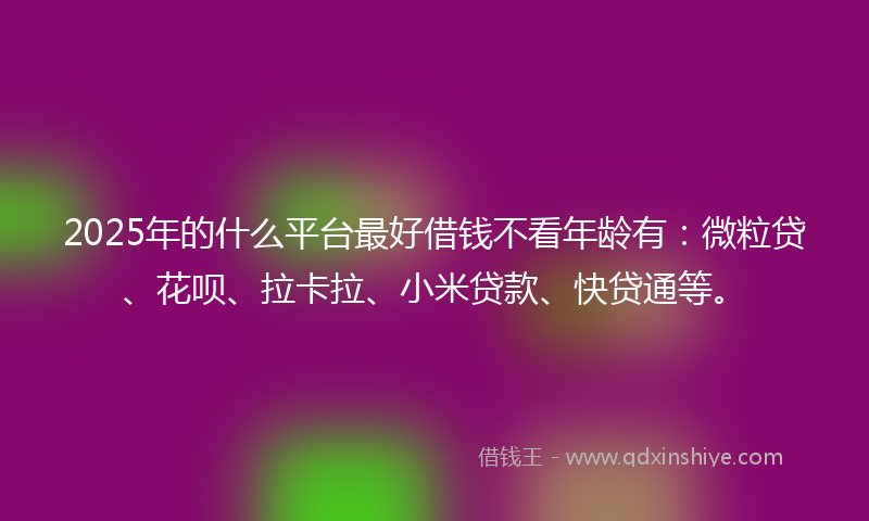 2025年的什么平台最好借钱不看年龄有：微粒贷、花呗、拉卡拉、小米贷款、快贷通等。