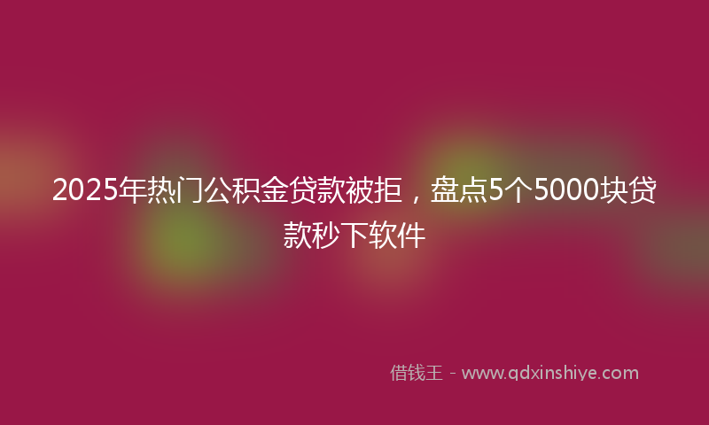 2025年热门公积金贷款被拒，盘点5个5000块贷款秒下软件