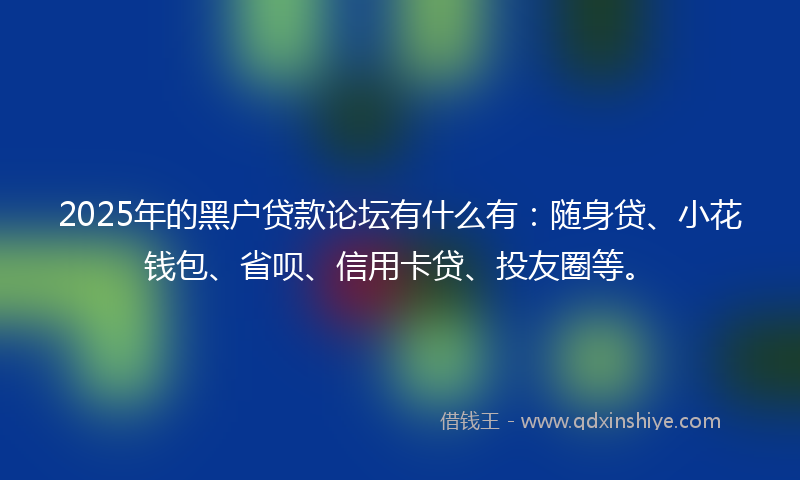 2025年的黑户贷款论坛有什么有：随身贷、小花钱包、省呗、信用卡贷、投友圈等。