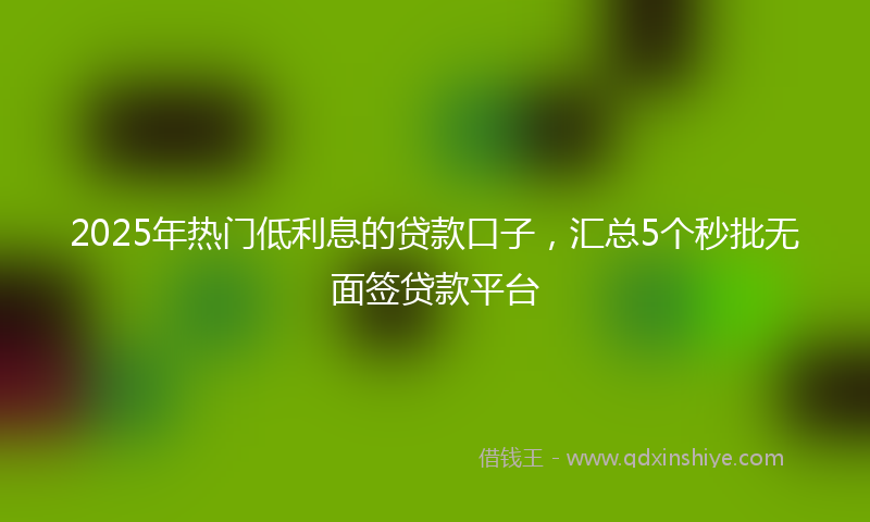 2025年热门低利息的贷款口子，汇总5个秒批无面签贷款平台