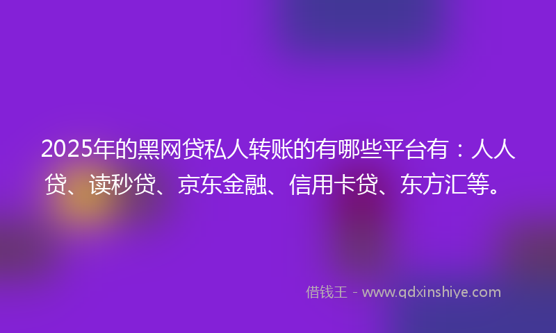 2025年的黑网贷私人转账的有哪些平台有：人人贷、读秒贷、京东金融、信用卡贷、东方汇等。