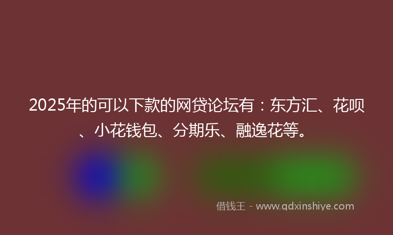 2025年的可以下款的网贷论坛有：东方汇、花呗、小花钱包、分期乐、融逸花等。