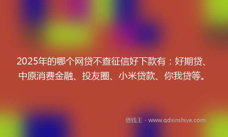 2025年的哪个网贷不查征信好下款有：好期贷、中原消费金融、投友圈、小米贷款、你我贷等。