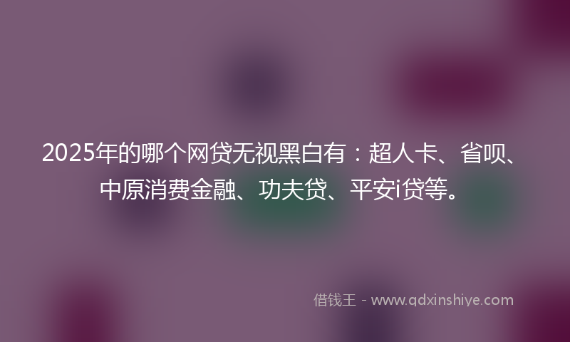 2025年的哪个网贷无视黑白有：超人卡、省呗、中原消费金融、功夫贷、平安i贷等。