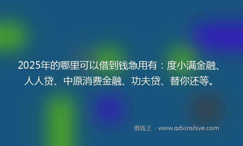 2025年的哪里可以借到钱急用有：度小满金融、人人贷、中原消费金融、功夫贷、替你还等。