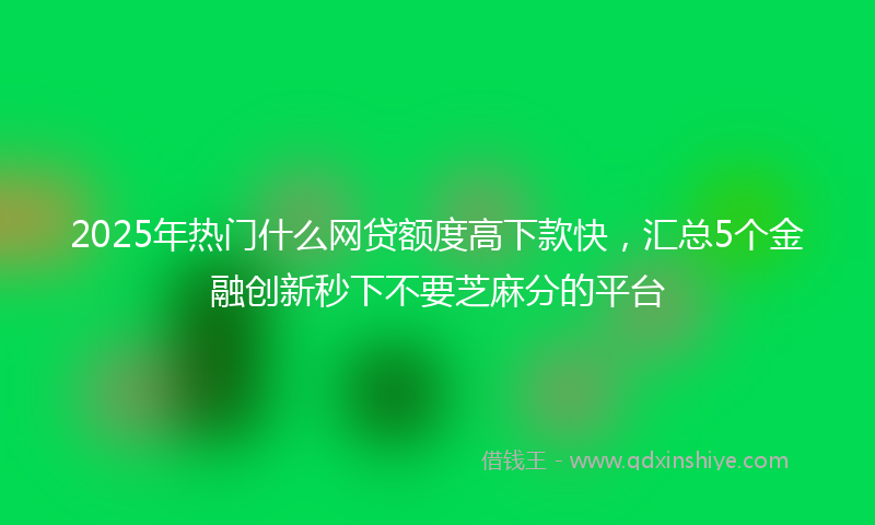 2025年热门什么网贷额度高下款快，汇总5个金融创新秒下不要芝麻分的平台