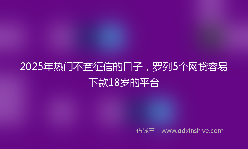 2025年热门不查征信的口子，罗列5个网贷容易下款18岁的平台