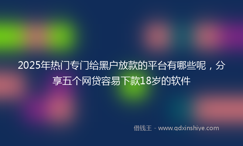2025年热门专门给黑户放款的平台有哪些呢，分享五个网贷容易下款18岁的软件