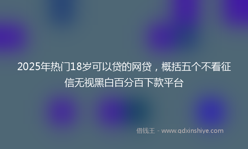 2025年热门18岁可以贷的网贷，概括五个不看征信无视黑白百分百下款平台