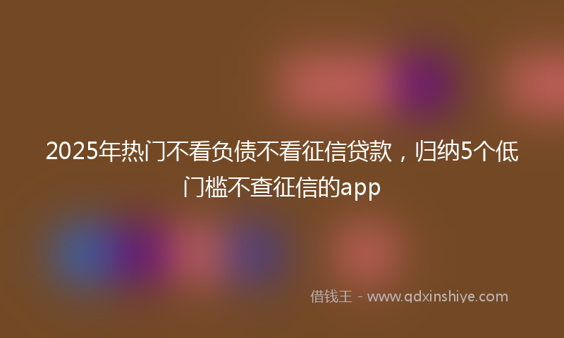 2025年热门不看负债不看征信贷款，归纳5个低门槛不查征信的app