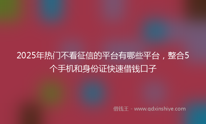 2025年热门不看征信的平台有哪些平台，整合5个手机和身份证快速借钱口子