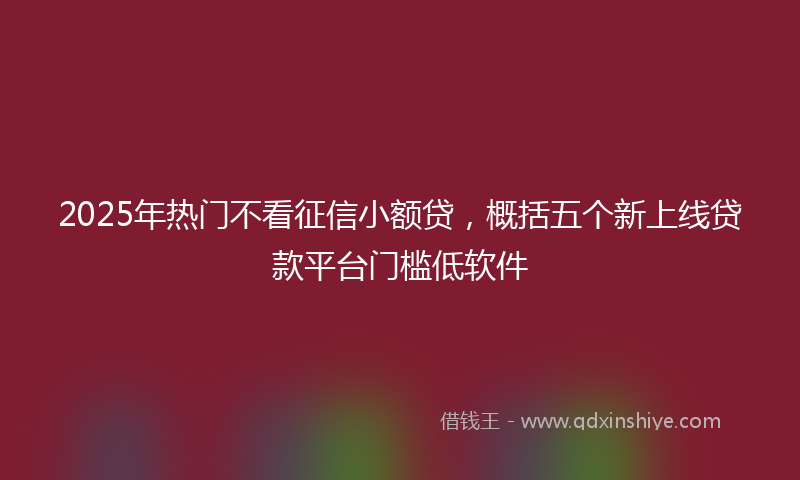2025年热门不看征信小额贷，概括五个新上线贷款平台门槛低软件