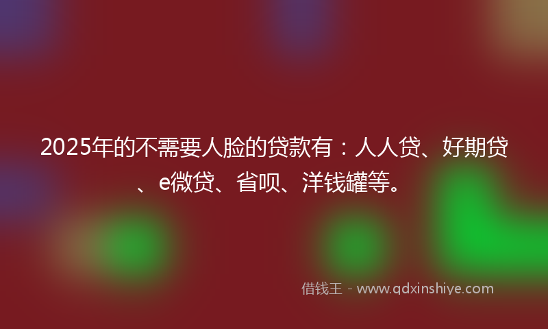 2025年的不需要人脸的贷款有：人人贷、好期贷、e微贷、省呗、洋钱罐等。