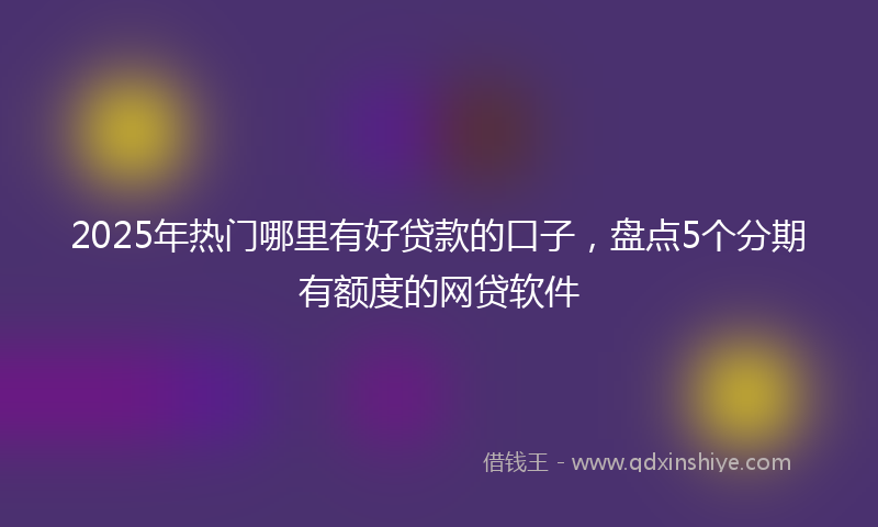 2025年热门哪里有好贷款的口子，盘点5个分期有额度的网贷软件