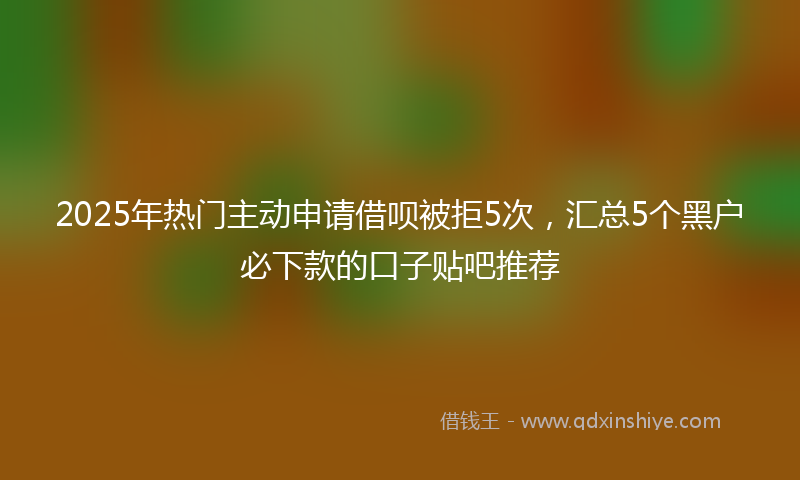 2025年热门主动申请借呗被拒5次，汇总5个黑户必下款的口子贴吧推荐