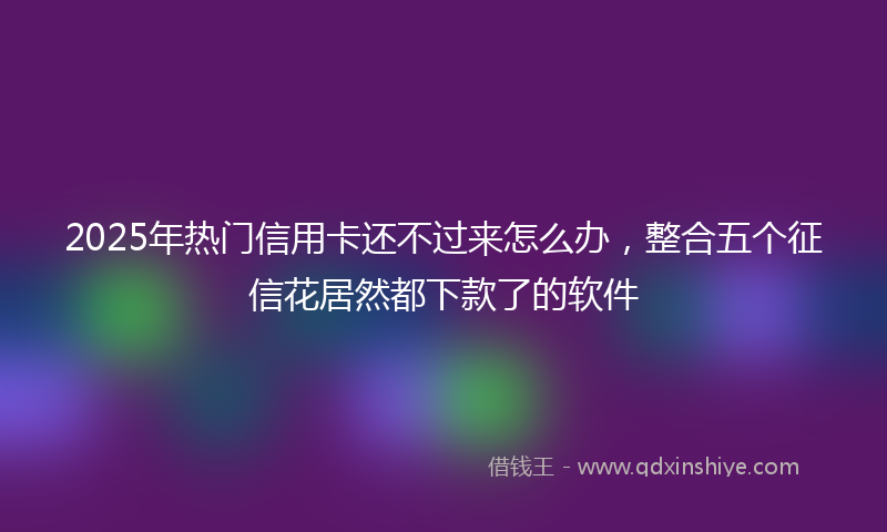 2025年热门信用卡还不过来怎么办，整合五个征信花居然都下款了的软件