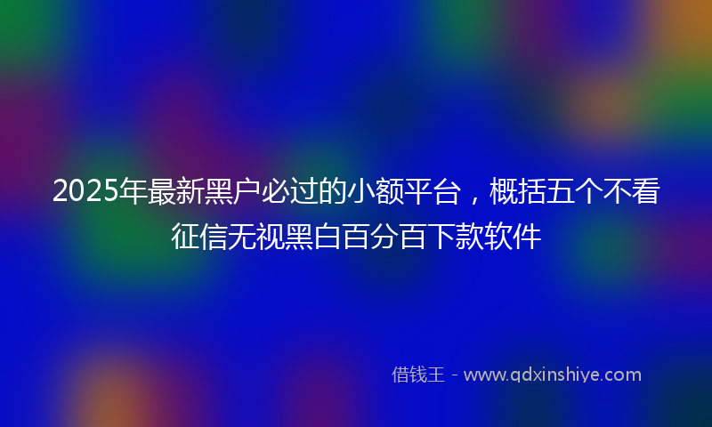 2025年最新黑户必过的小额平台，概括五个不看征信无视黑白百分百下款软件