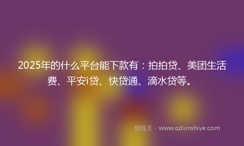 2025年的什么平台能下款有：拍拍贷、美团生活费、平安i贷、快贷通、滴水贷等。