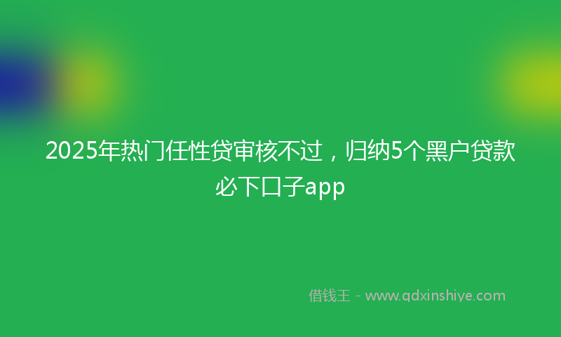 2025年热门任性贷审核不过，归纳5个黑户贷款必下口子app