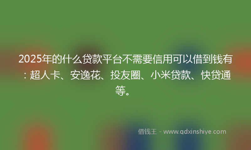 2025年的什么贷款平台不需要信用可以借到钱有：超人卡、安逸花、投友圈、小米贷款、快贷通等。