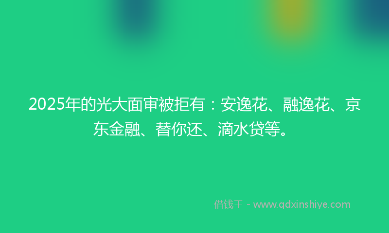 2025年的光大面审被拒有：安逸花、融逸花、京东金融、替你还、滴水贷等。