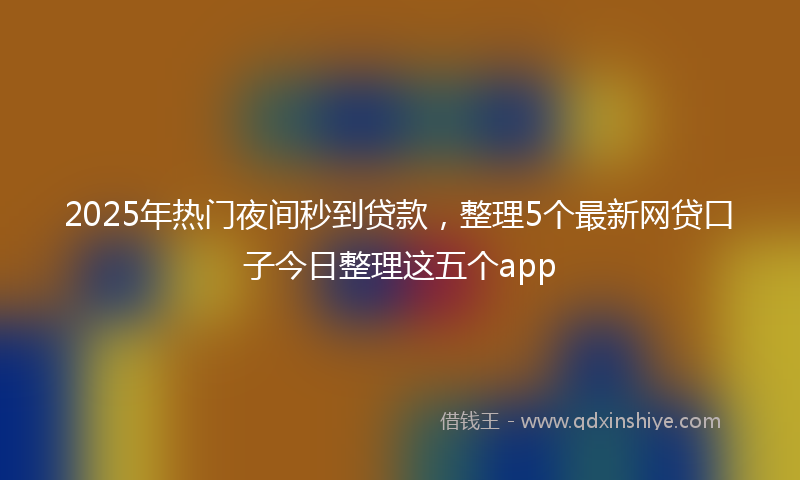 2025年热门夜间秒到贷款，整理5个最新网贷口子今日整理这五个app