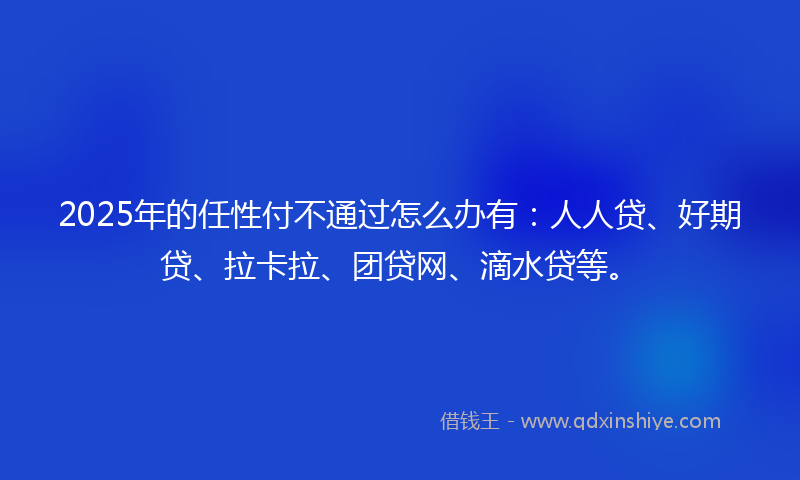 2025年的任性付不通过怎么办有：人人贷、好期贷、拉卡拉、团贷网、滴水贷等。