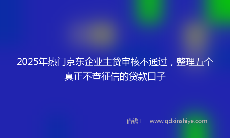 2025年热门京东企业主贷审核不通过，整理五个真正不查征信的贷款口子