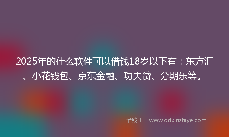 2025年的什么软件可以借钱18岁以下有：东方汇、小花钱包、京东金融、功夫贷、分期乐等。