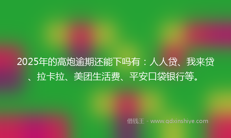 2025年的高炮逾期还能下吗有：人人贷、我来贷、拉卡拉、美团生活费、平安口袋银行等。