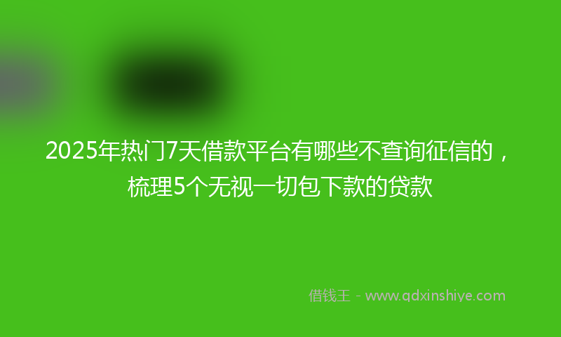 2025年热门7天借款平台有哪些不查询征信的，梳理5个无视一切包下款的贷款
