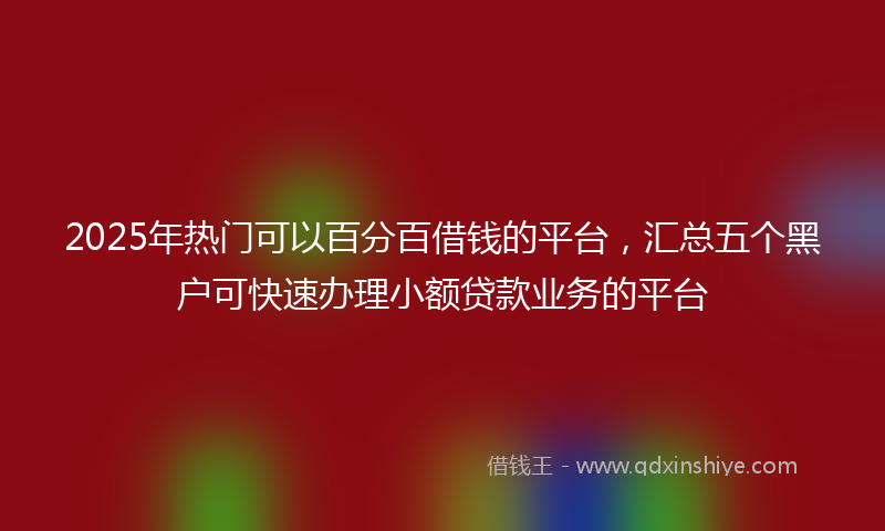 2025年热门可以百分百借钱的平台，汇总五个黑户可快速办理小额贷款业务的平台