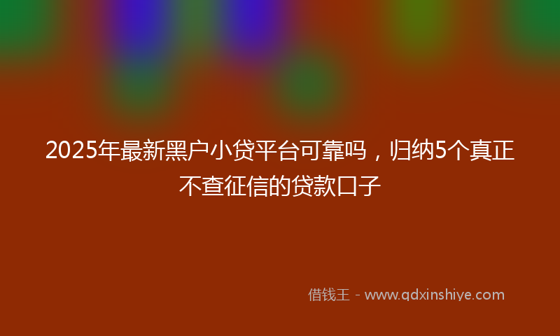 2025年最新黑户小贷平台可靠吗，归纳5个真正不查征信的贷款口子