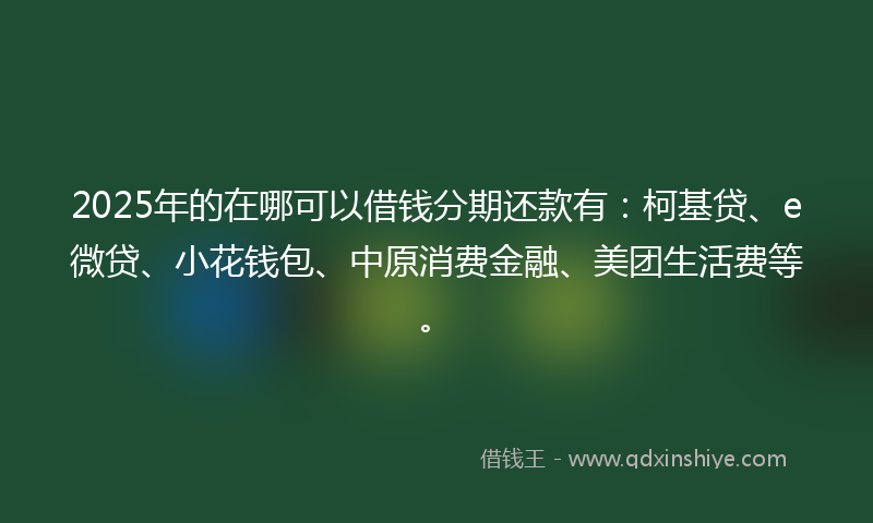 2025年的在哪可以借钱分期还款有：柯基贷、e微贷、小花钱包、中原消费金融、美团生活费等。